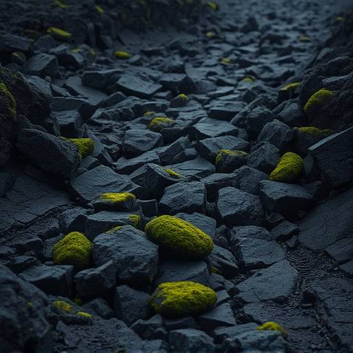 Image d'une coulée de lave solidifiée recouverte de mousse