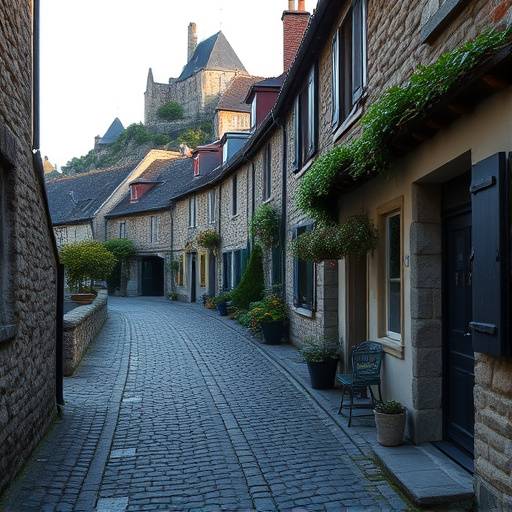 Image d'une ruelle pavée du village du Mont Saint-Michel