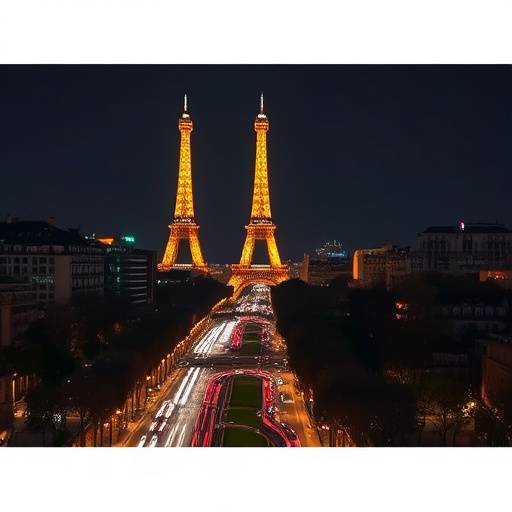 Image des Champs-Élysées illuminés la nuit